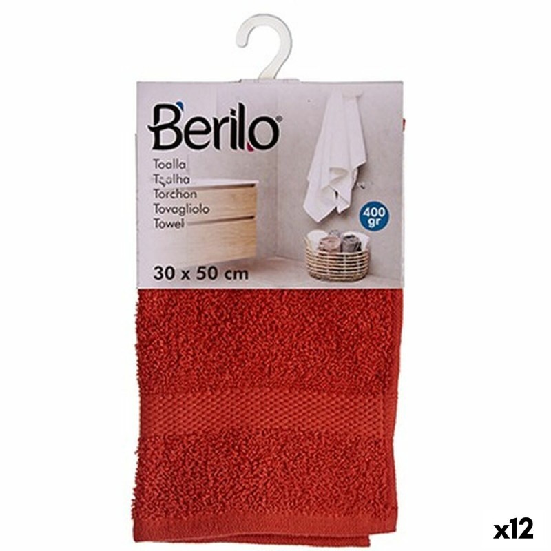 Badetuch Berilo 89664 Ziegel 80 % Baumwolle 20 % Polyester 30 x 50 cm (12 Stück)