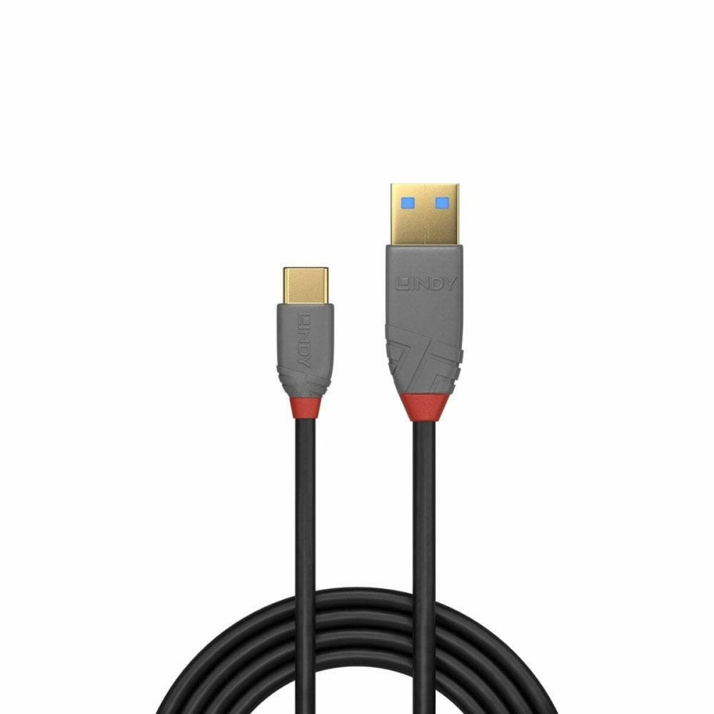 USB A to USB C Cable LINDY 36887 Black 2 m