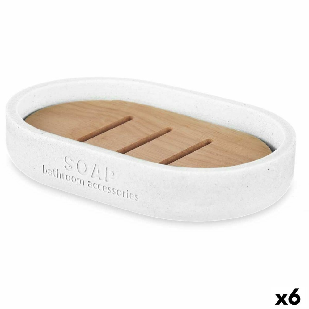 Soap dish Berilo B5456BC-4 - 455 White Resin Bamboo 12,5 x 2,5 x 8,5 cm (6 Units)