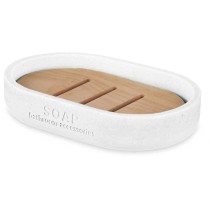 Soap dish Berilo B5456BC-4 - 455 White Resin Bamboo 12,5 x 2,5 x 8,5 cm (6 Units)