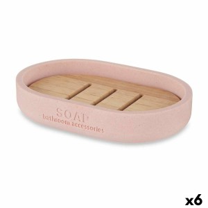 Soap dish Berilo B5456BC-4 - 458 Pink Resin Bamboo 12,5 x 2,5 x 8,5 cm (6 Units)