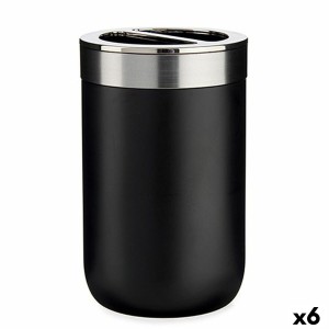 Toothbrush Holder Berilo BP15-002-1 Black Silver Plastic 7,7 x 11,2 x 7,7 cm (6 Units)