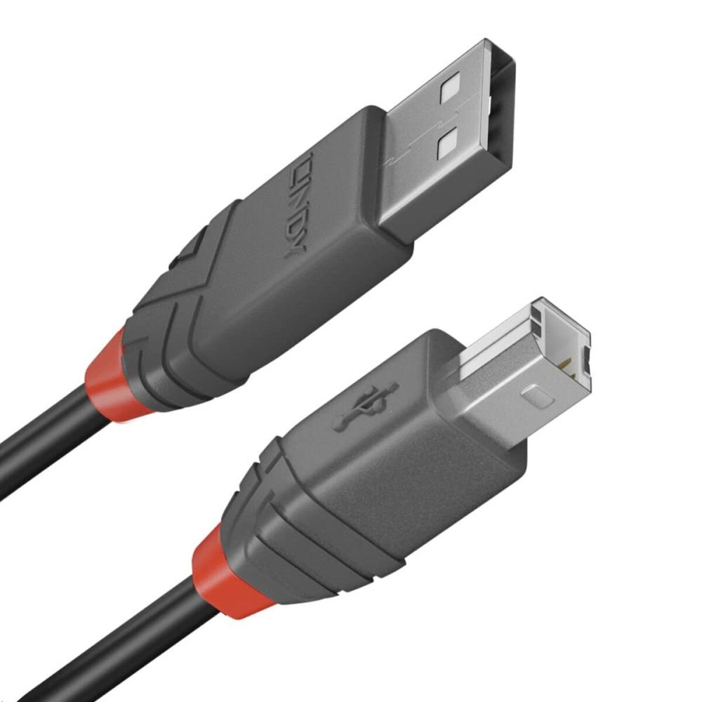 USB A zu USB-B-Kabel LINDY 36677 10 m Schwarz Grau