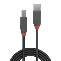 USB A zu USB-B-Kabel LINDY 36677 10 m Schwarz Grau