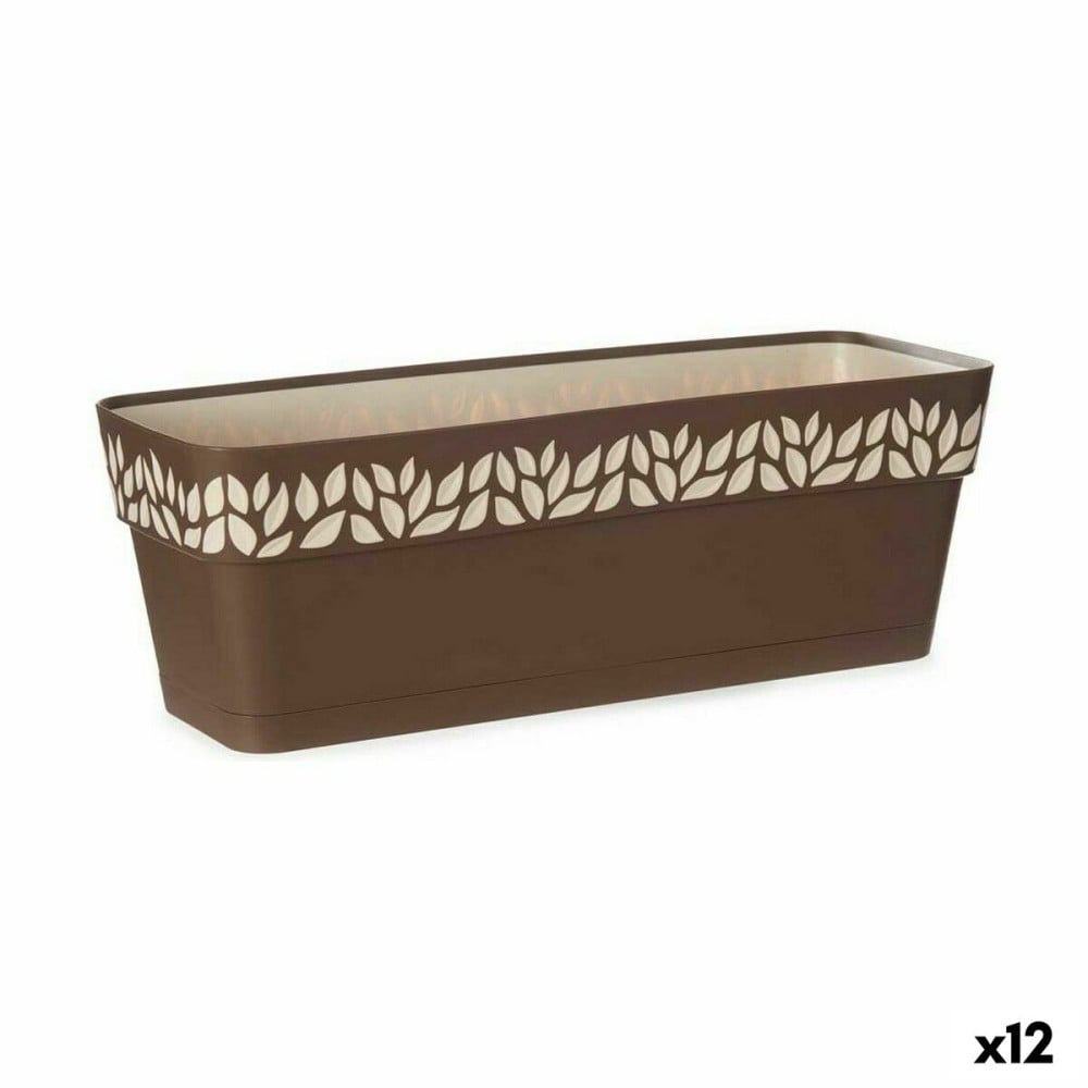 Jardinière auto-arrosante Stefanplast Cloe Marron Plastique 49,5 x 17 x 19 cm (12 Unités)