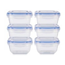 Lunchbox-Set Leknes 30103 Blau Durchsichtig Kunststoff 900 ml 14,5 x 8,5 x 14,5 cm Luftdicht (8 Stück)