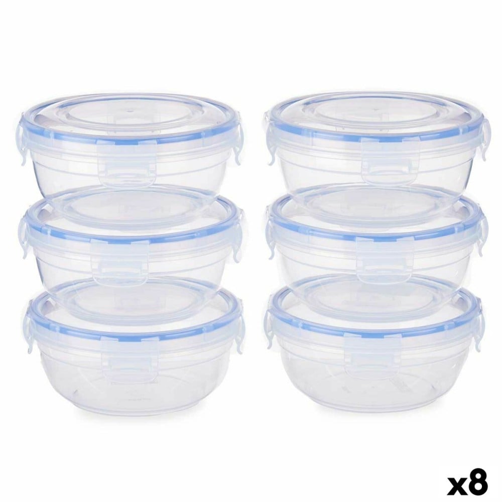 Ensemble de Boîtes à Lunch Leknes 30502 Bleu Transparent Plastique 800 ml 15,5 x 7,5 x 15,5 cm Hermétique (8 Unités)