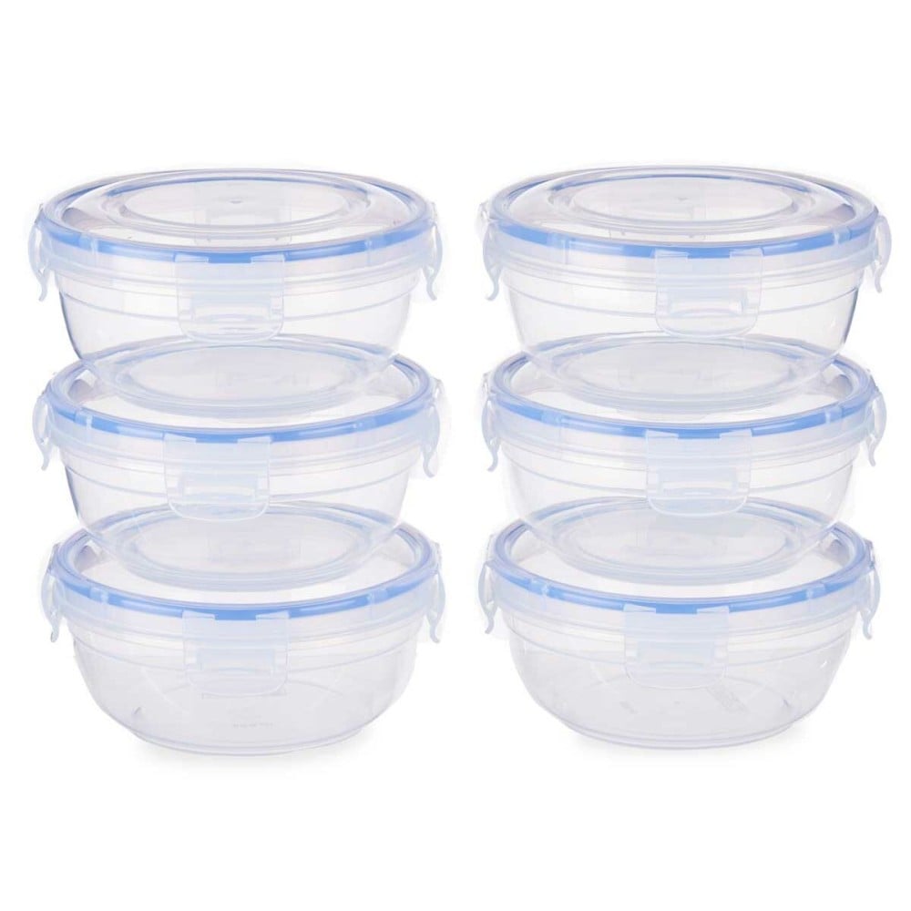 Ensemble de Boîtes à Lunch Leknes 30502 Bleu Transparent Plastique 800 ml 15,5 x 7,5 x 15,5 cm Hermétique (8 Unités)