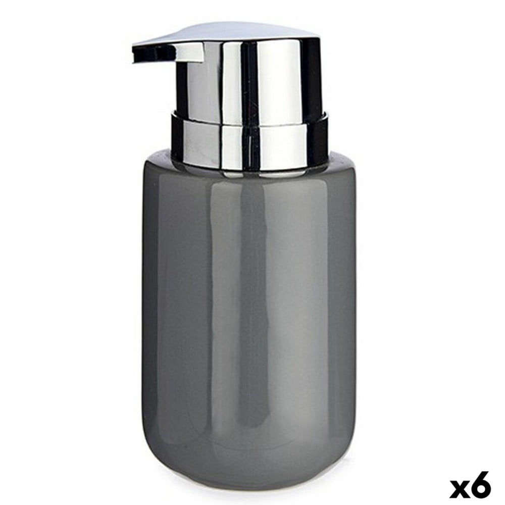 Distributeur de Savon Berilo J1017-A-GRIS Gris Argenté Métal Céramique 350 ml 7 x 14,5 x 8,5 cm (6 Unités)