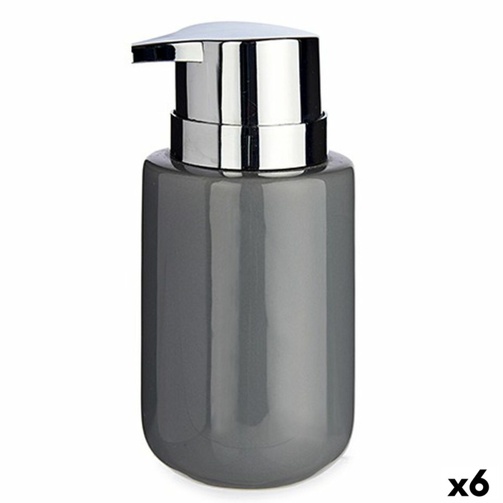 Soap Dispenser Berilo J1017-A-GRIS Grey Silver Metal Ceramic 350 ml 7 x 14,5 x 8,5 cm (6 Units)