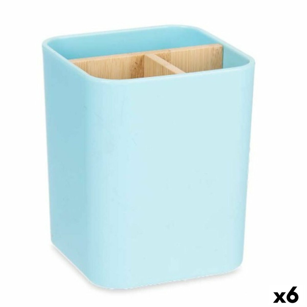 Zahnbürstenhalter Berilo B9041-BLUE Blau Bambus Polypropylen 9 x 11 x 9 cm (6 Stück)