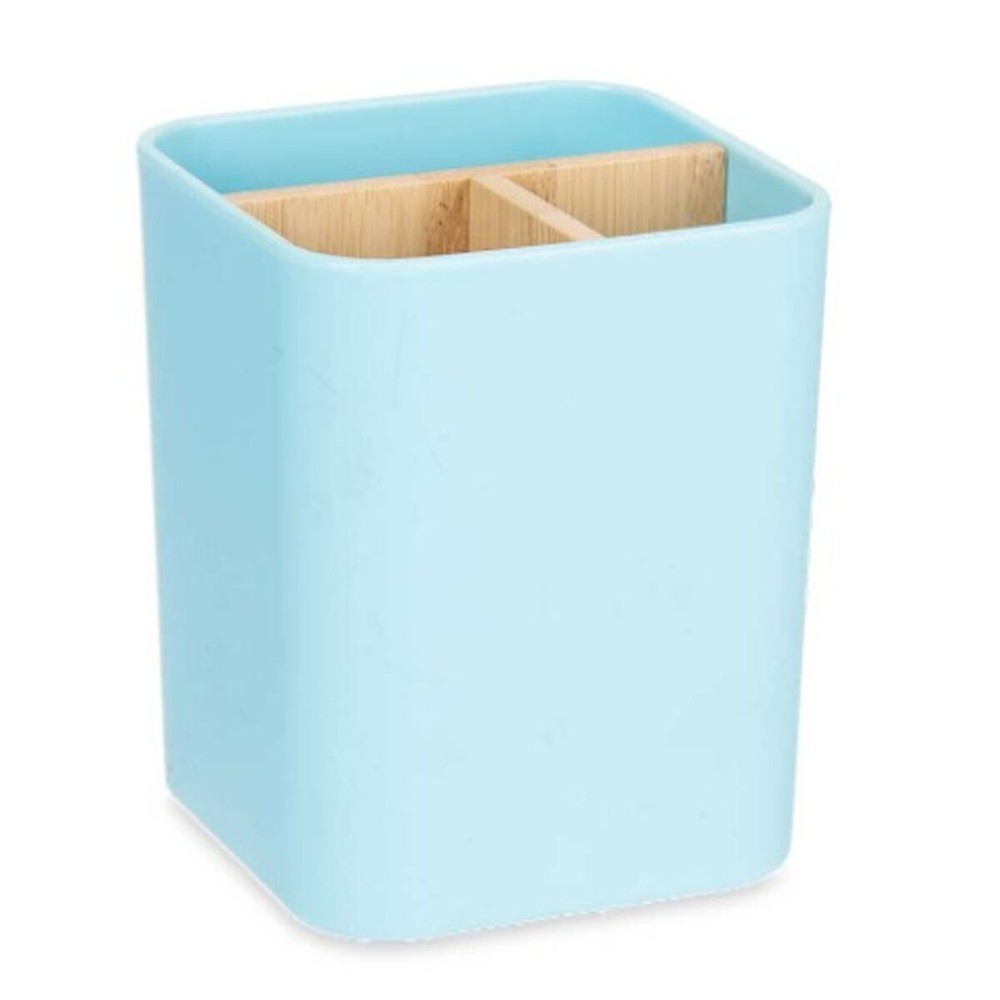 Toothbrush Holder Berilo B9041-BLUE Blue Bamboo polypropylene 9 x 11 x 9 cm (6 Units)