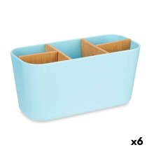 Toothbrush Holder Berilo B9045-BLUE Blue Bamboo polypropylene 21 x 10 x 9 cm (6 Units)