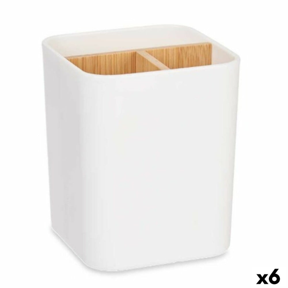 Toothbrush Holder Berilo B9041-WHITE White Bamboo polypropylene 9 x 11 x 9 cm (6 Units)