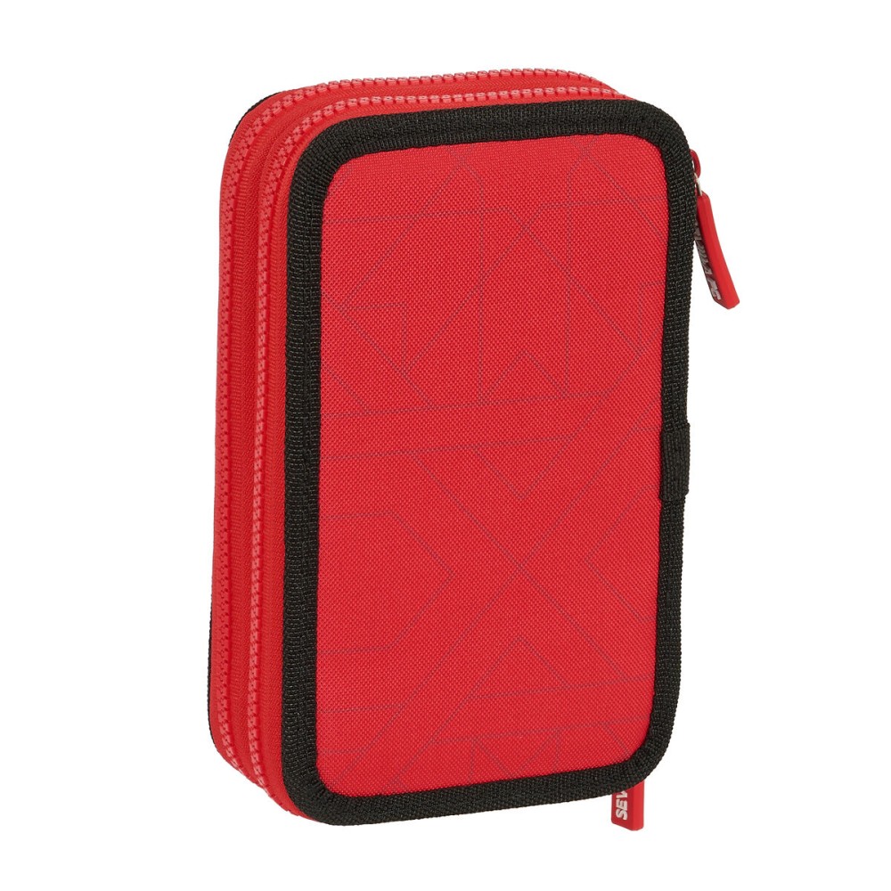 Plumier double Sevilla Fútbol Club Noir Rouge 12.5 x 19.5 x 4 cm (28 Pièces)