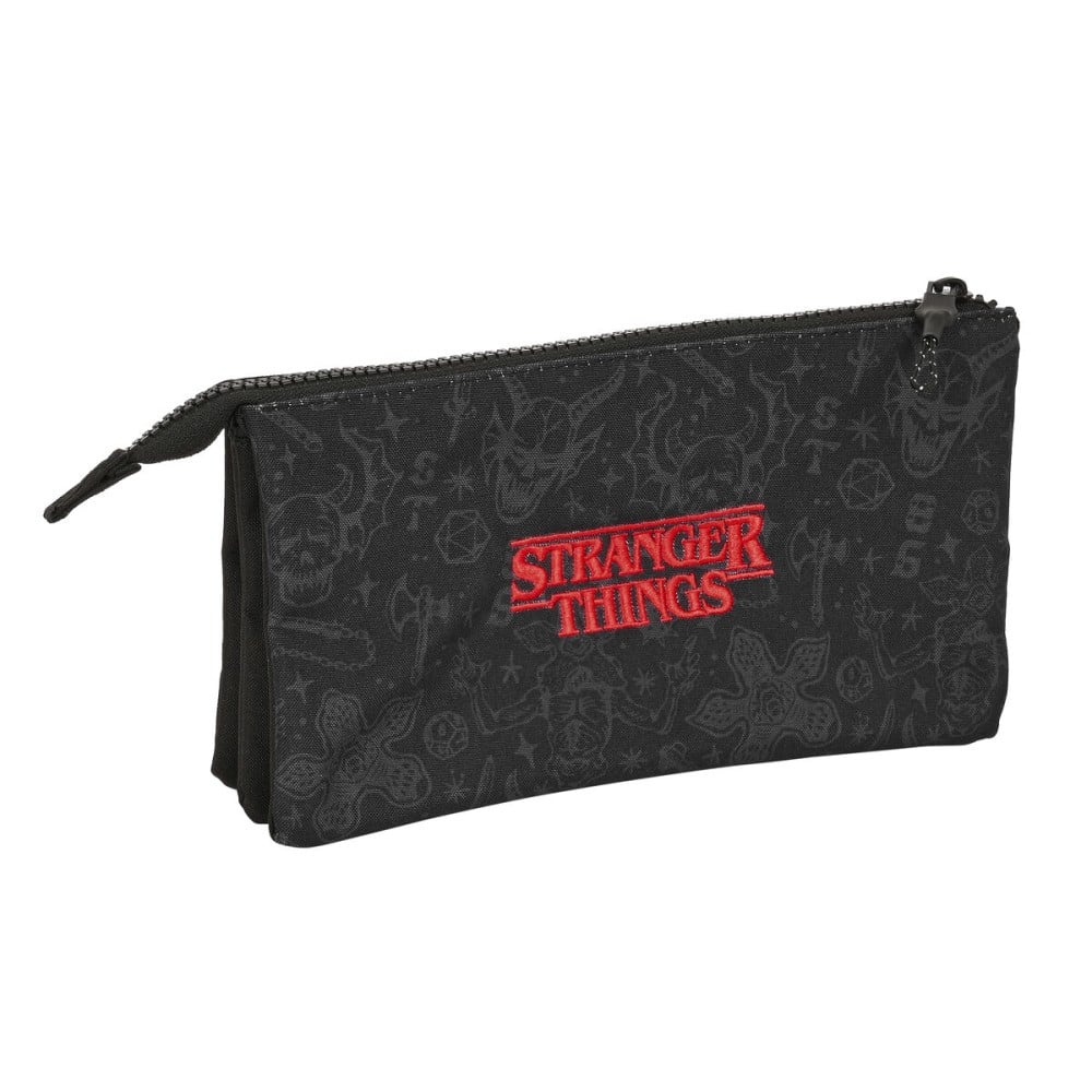 Trousse Fourre-Tout Double Stranger Things Noir 22 x 12 x 3 cm