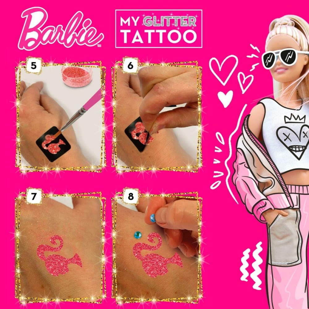 Tatouages Temporaires Barbie My Glitter Tattoo Paillettes 20 Pièces