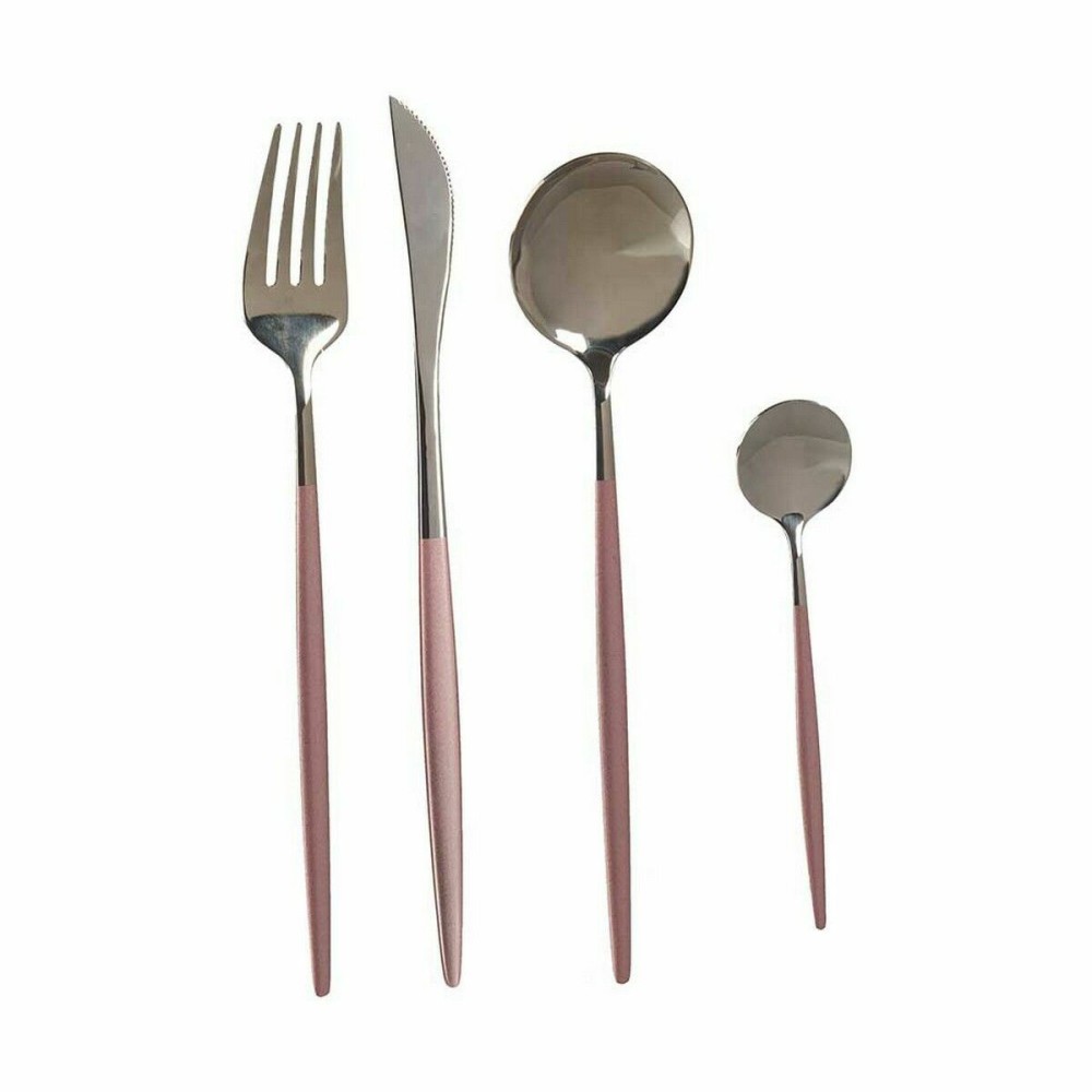 Cutlery Set Kinvara BST-CT022 Pink Silver Stainless steel (12 Units)