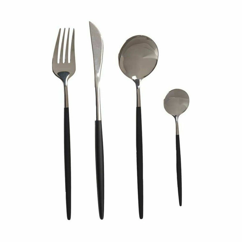 Cutlery Set Kinvara BST-CT022 Black Silver Stainless steel 8 Pieces (12 Units)