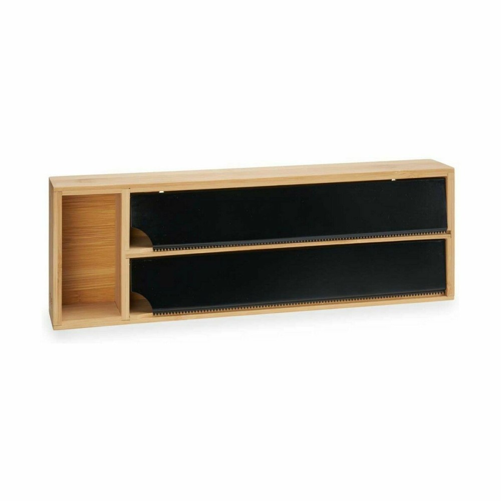 Paper dispenser Kinvara JWKW-5153 (2) Black Natural Bamboo Stainless steel 40 x 7 x 13 cm Double (8 Units)