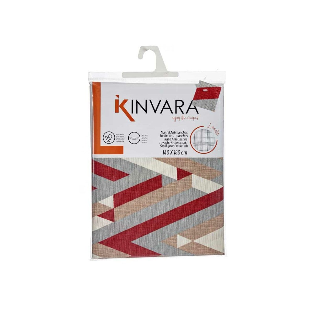Stain-proof tablecloth Kinvara ZIGI-21469-26 Grey Maroon Thin canvas Anti-stain Stripes 140 x 180 cm (10 Units)