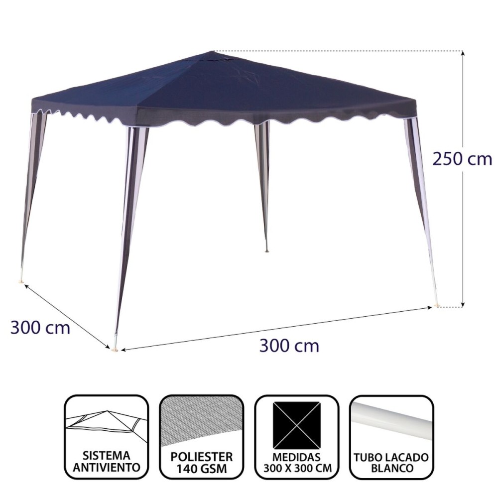 Pergola Gazebo Polyester Acier 300 x 300 x 245 cm