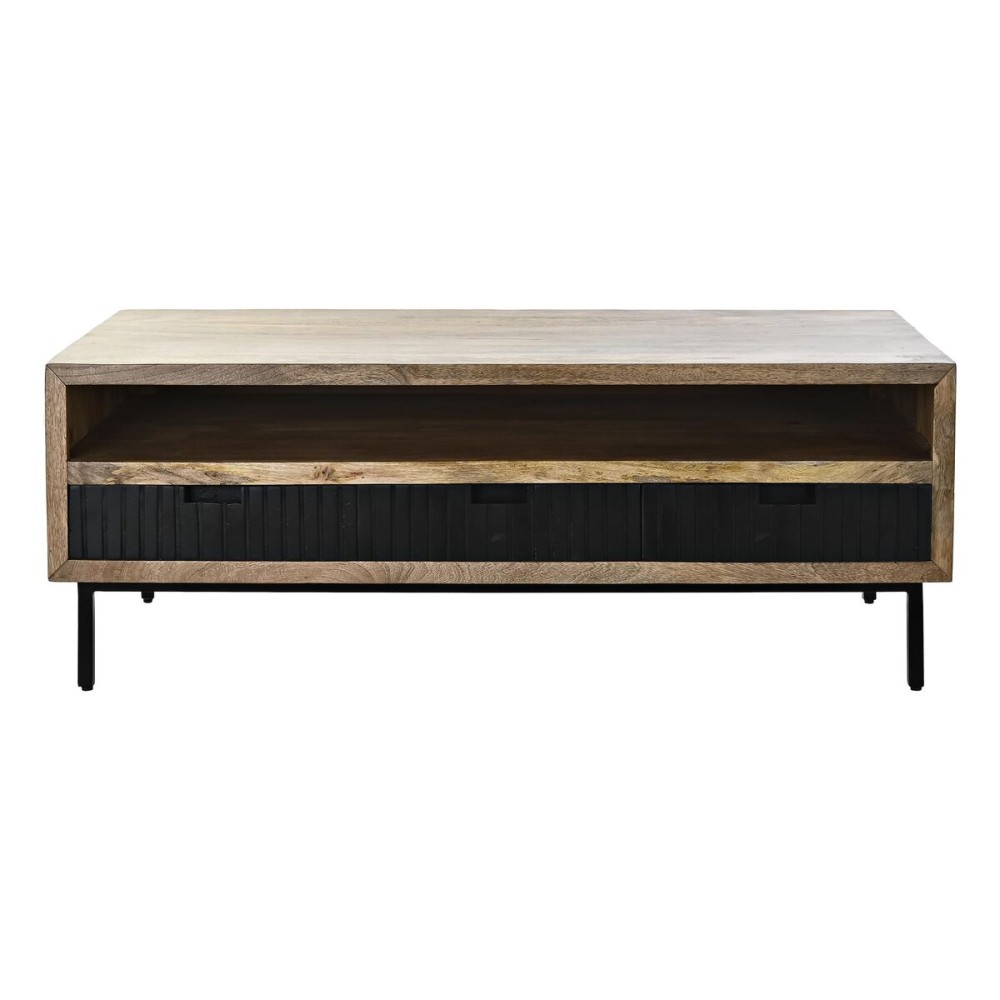 Table Basse DKD Home Decor Noir Marron Clair Métal Bois de manguier 120 x 60 x 45 cm