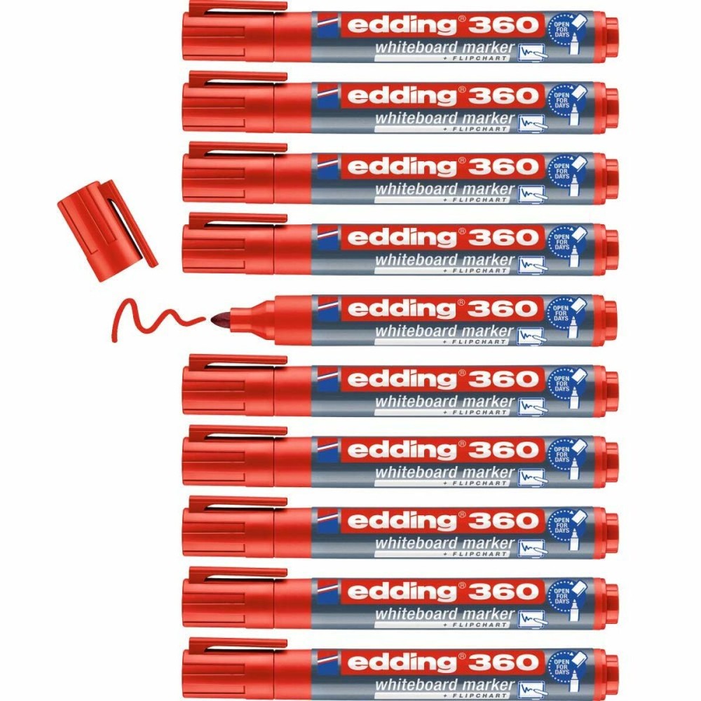 Marqueur pour tableau blanc Edding 360 Rechargeable Rouge (10 Unités)