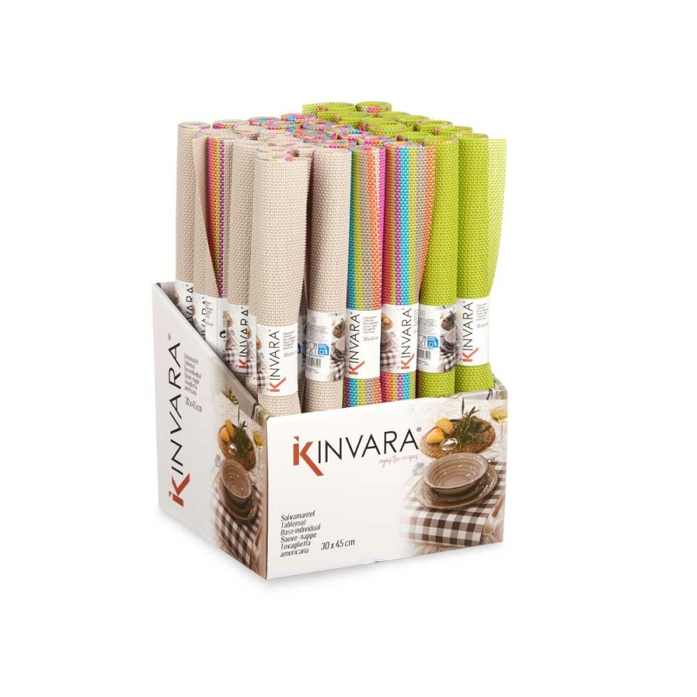 Table Mat Kinvara TSL-2204F Brown Green Multicolour 45 x 30 x 0,1 cm Stripes (36 Units)