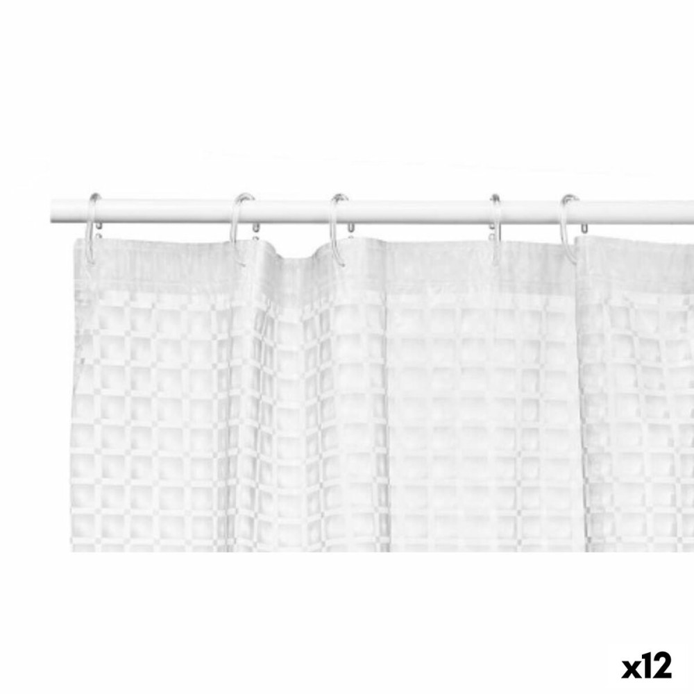 Rideau de Douche Berilo SC-EVA Transparent Polyéthylène EVA 180 x 180 cm Carreaux (12 Unités)