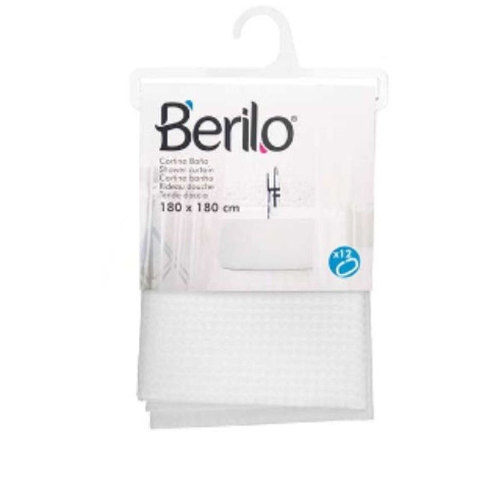 Shower Curtain Berilo SC-POLY-UD1-WHITE White Polyester 180 x 180 cm Points (12 Units)