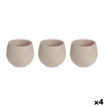 Set of pots Ibergarden ES0501214S3 Taupe Plastic 16,5 x 16,5 x 14,5 cm (4 Units)