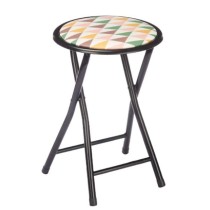 Tabouret Pliant Geometric Noir PVC Métal 30 x 30 x 45 cm (10 Unités)