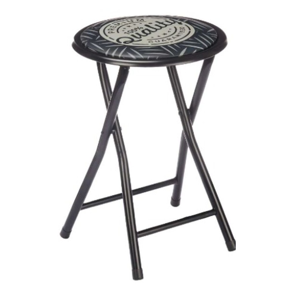 Tabouret Pliant Quality Noir Gris PVC Métal 30 x 30 x 45 cm (10 Unités)