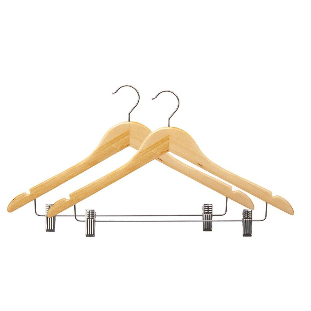 Set of Clothes Hangers Kipit 29100195 Brown Silver Wood Metal 44,5 x 1,5 x 24,5 cm Clamps (24 Units)