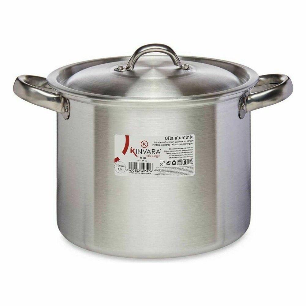 Casserole with Lid Kinvara 100033 Silver Aluminium Ø 20 cm (6 Units)