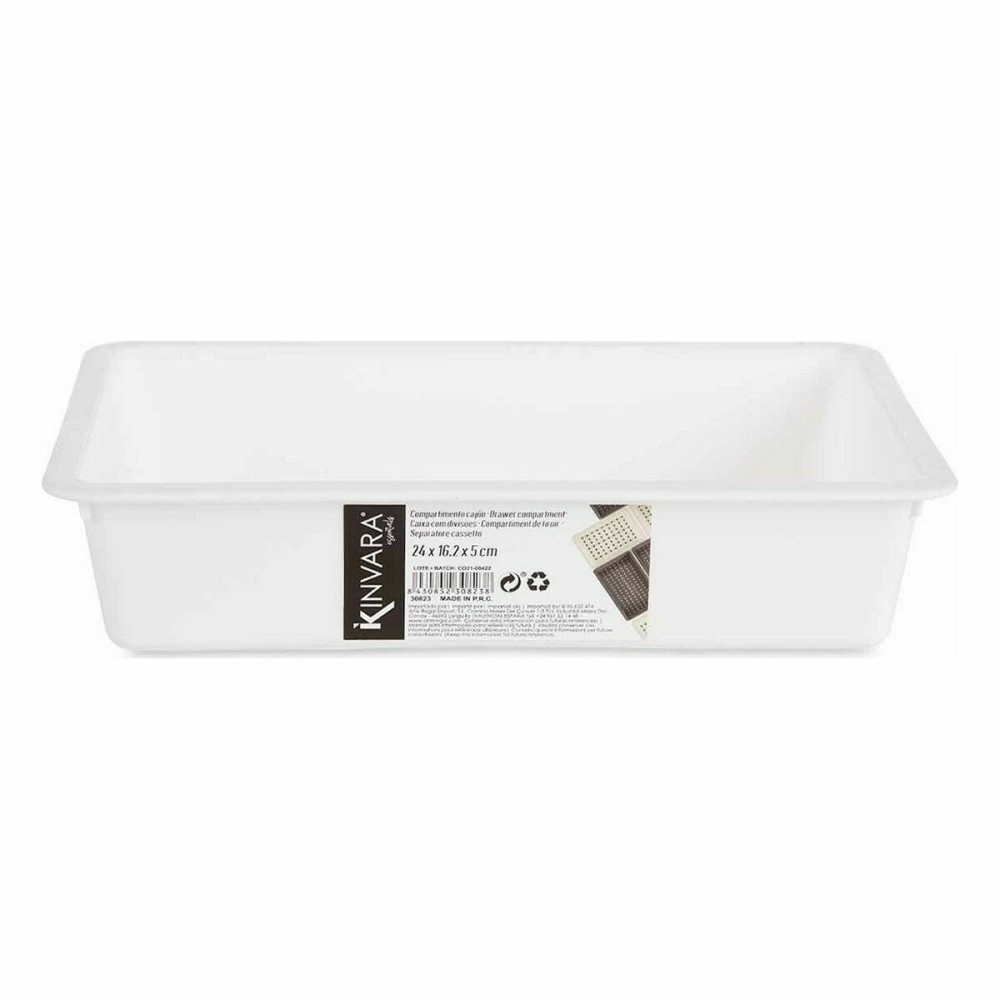 Drawer Organizer Kinvara CN18799 White Black polypropylene 16 x 5 x 24 cm (36 Units)