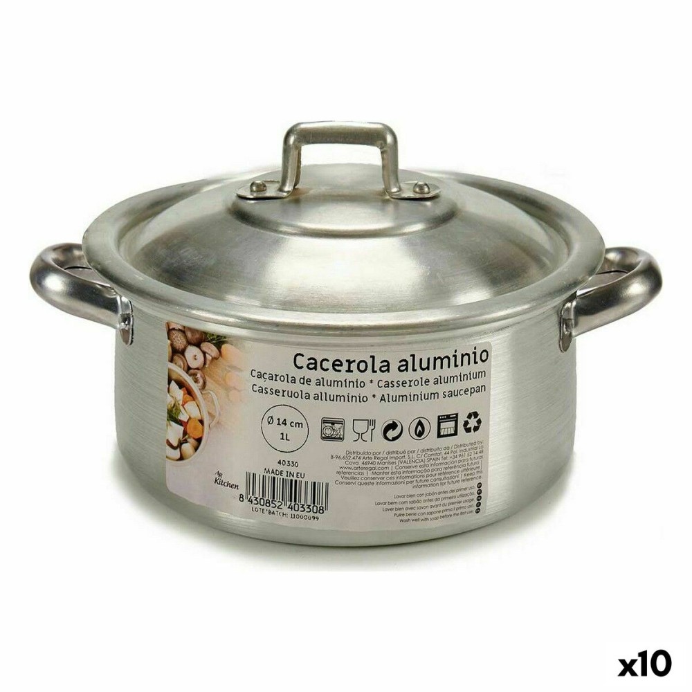 Casserole avec Couvercle Kinvara 100002 Argenté Ø 14 cm 1 L (10 Unités)