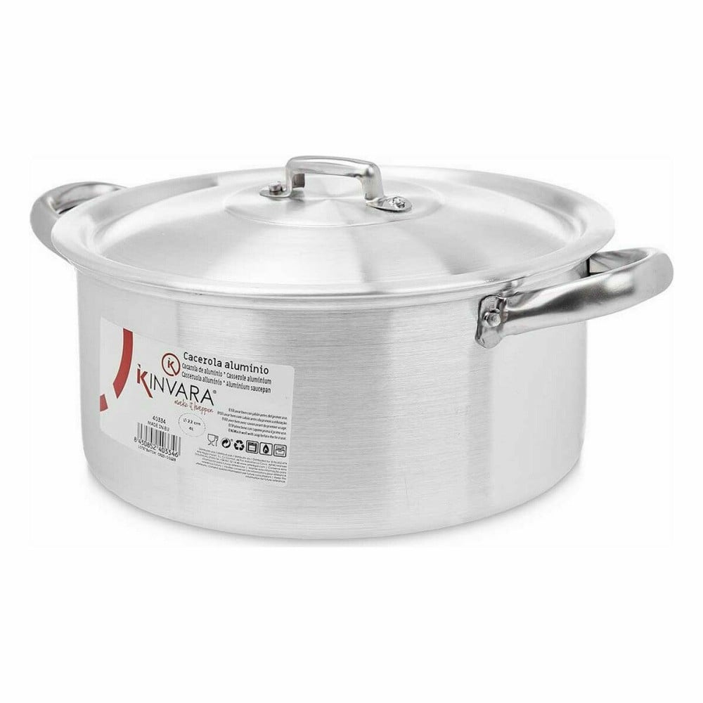 Casserole with lid Kinvara 100006 Silver 4 L 24 x 13 x 31 cm (10 Units)