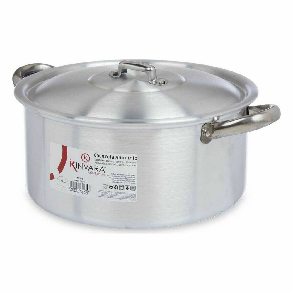 Casserole with lid Kinvara 100007 Silver 5 L (10 Units)