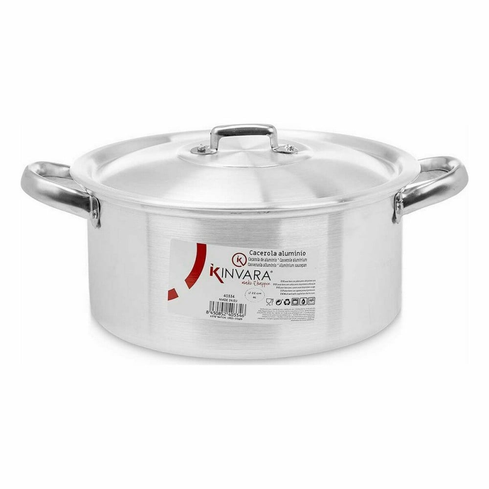 Casserole with lid Kinvara 100006 Silver 4 L 24 x 13 x 31 cm (10 Units)