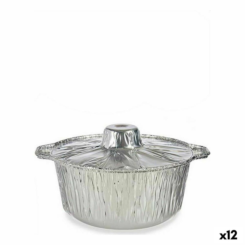 Set of Kitchen Dishes Kinvara 66105 Aluminium 25,5 x 22 x 9,5 cm Disposable With lid Pan (12 Units)