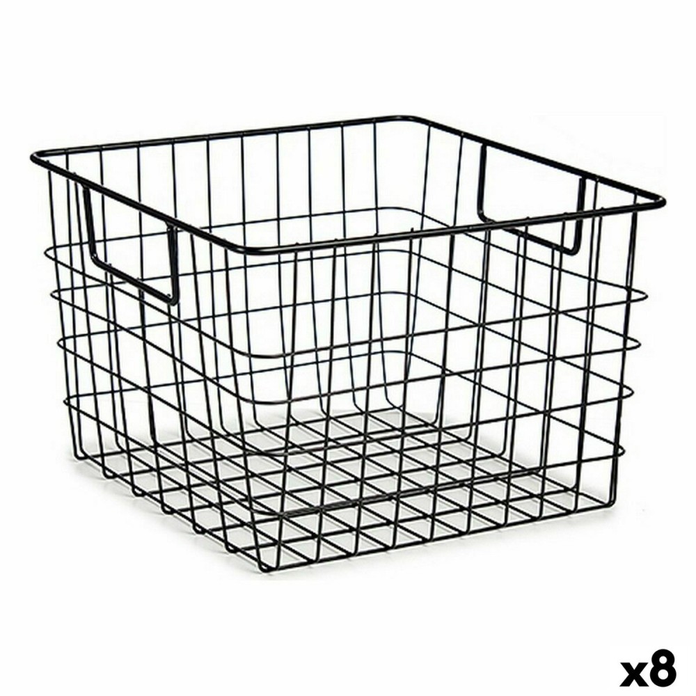 Panier Multi-usages Kinvara W7318 Noir Acier 29 x 19,5 x 32 cm Avec des poignées (8 Unités)