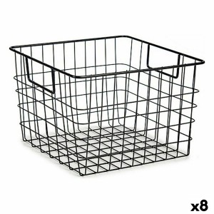 Basket Kinvara W7318 Black Steel 29 x 19,5 x 32 cm With handles (8 Units)