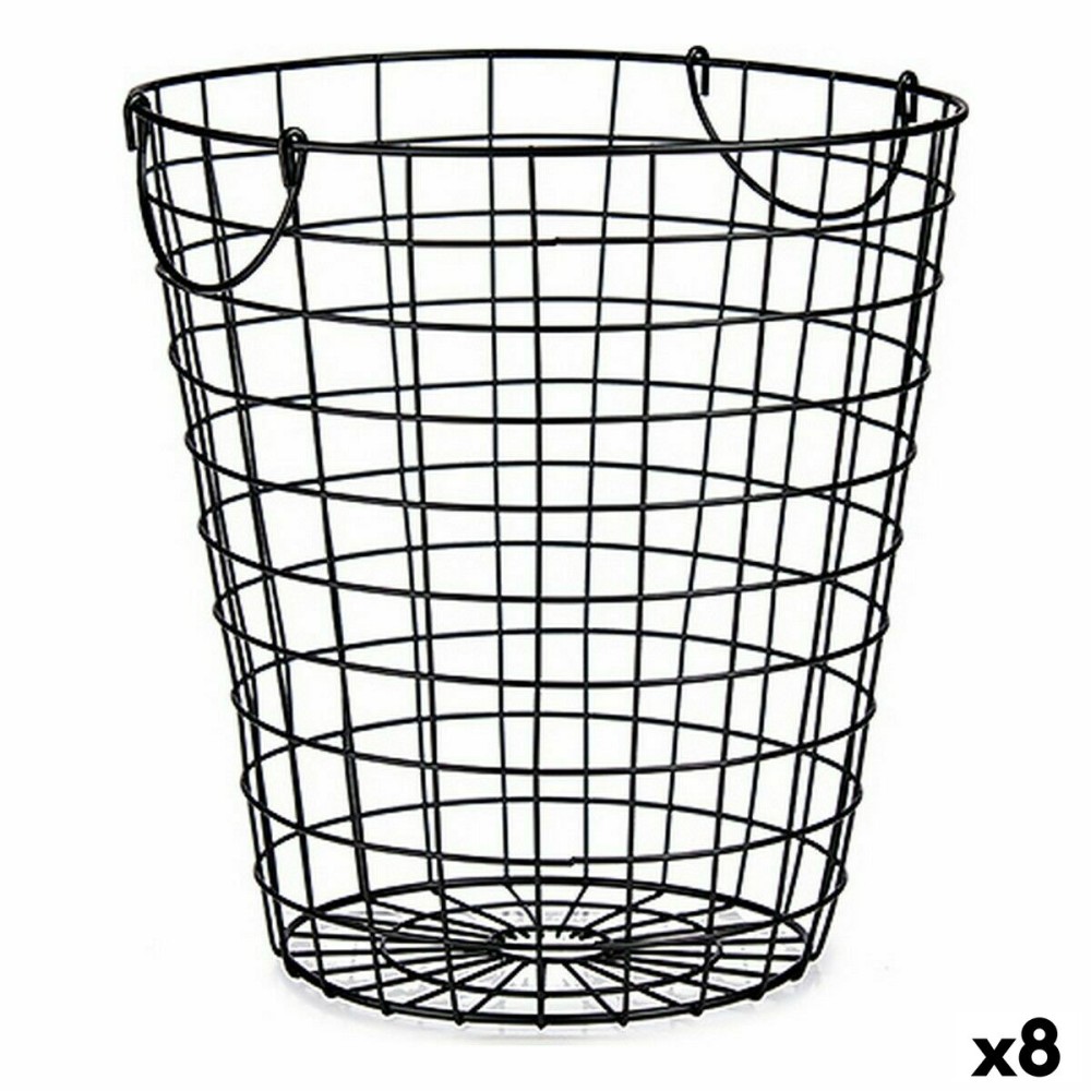 Basket Kinvara W5759-M Black Steel 30 x 30 x 30 cm With handles (8 Units)