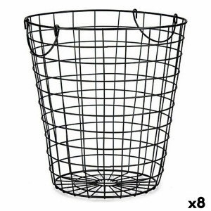 Basket Kinvara W5759-M Black Steel 30 x 30 x 30 cm With handles (8 Units)