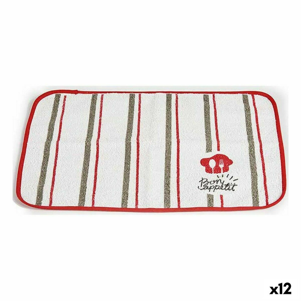 Table Mat Kinvara Bon Appetit White Red 33 x 0,3 x 48 cm (12 Units)