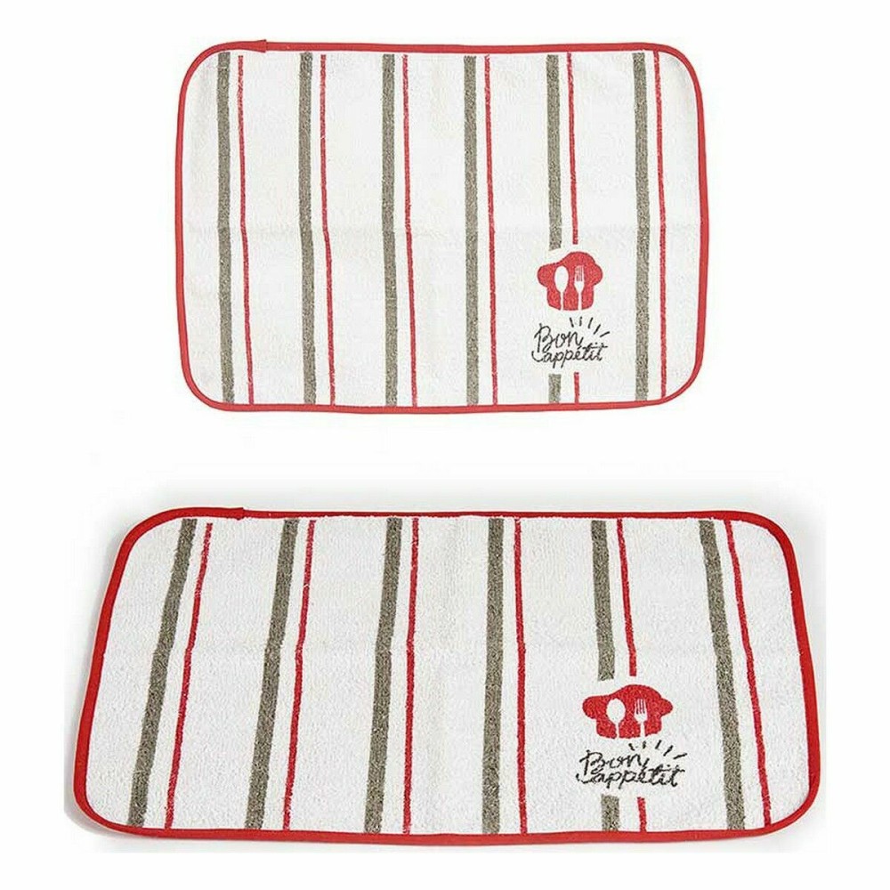 Table Mat Kinvara Bon Appetit White Red 33 x 0,3 x 48 cm (12 Units)