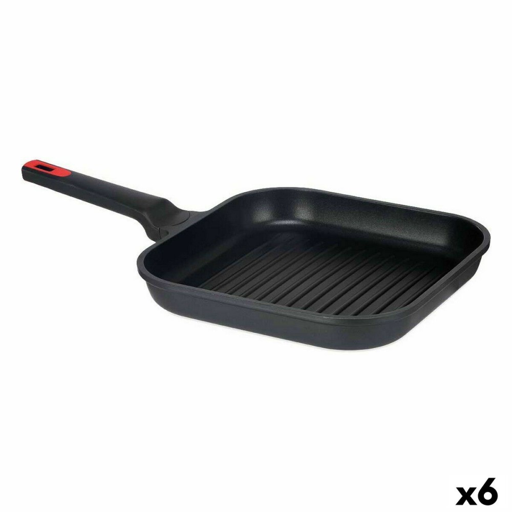 Poêle à Grilller avec Rayures Kinvara 77781 Noir Aluminium Bakélite 28 x 28 cm (6 Unités)