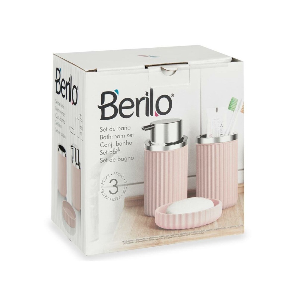 Bath Set Berilo 3318-4 Pink Plastic (12 Units)